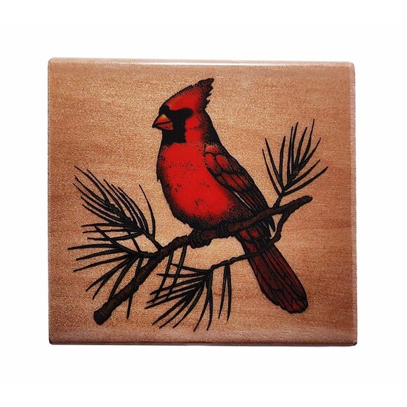 Wood-Mounted Delta Rubber Stamp With Cardinal Design - Picture 1 of 5